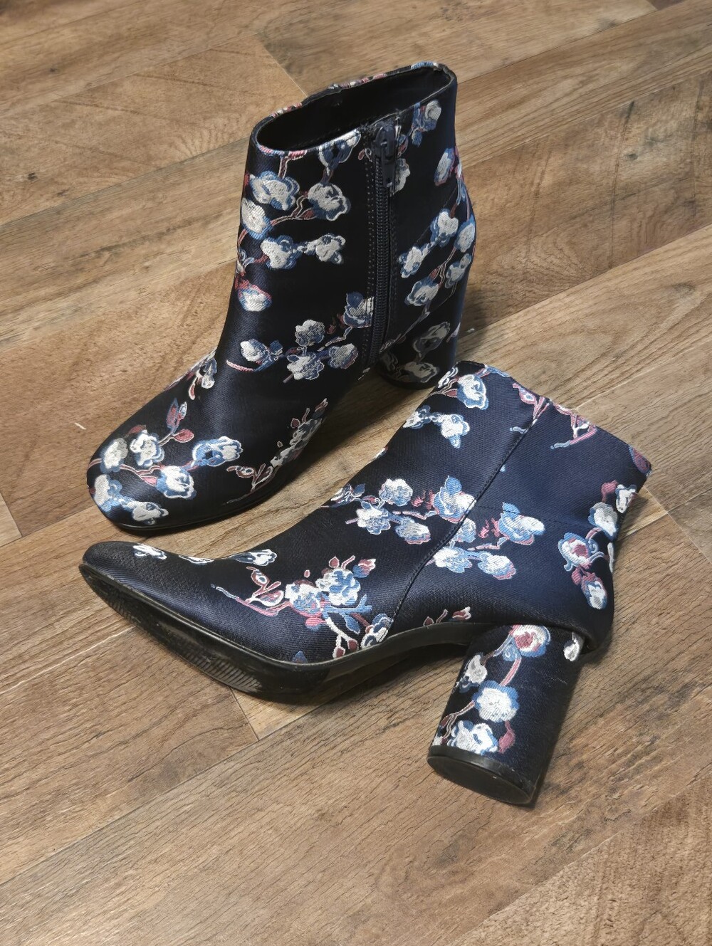 Urban Outfitters Floral Print Black Ankle Boots